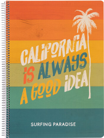 schrijfblok California Dreaming A4 ringband geruit