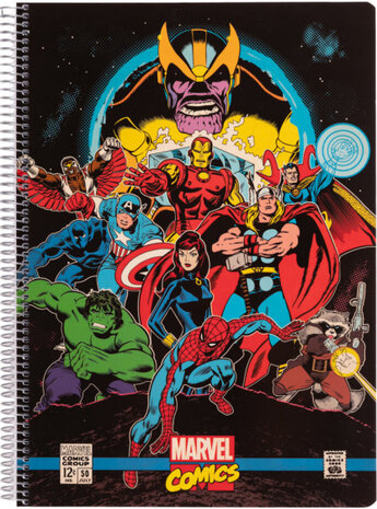 schrijfblok The Avengers geruit 4 mm A4 papier zwart