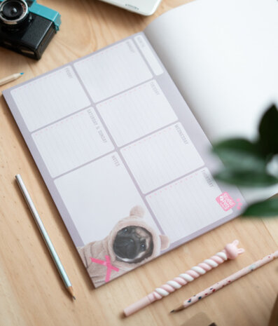 weekplanner honden 21 x 29,7 cm A4 roze 54 vellen