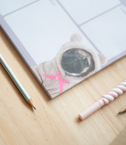 weekplanner honden 21 x 29,7 cm A4 roze 54 vellen
