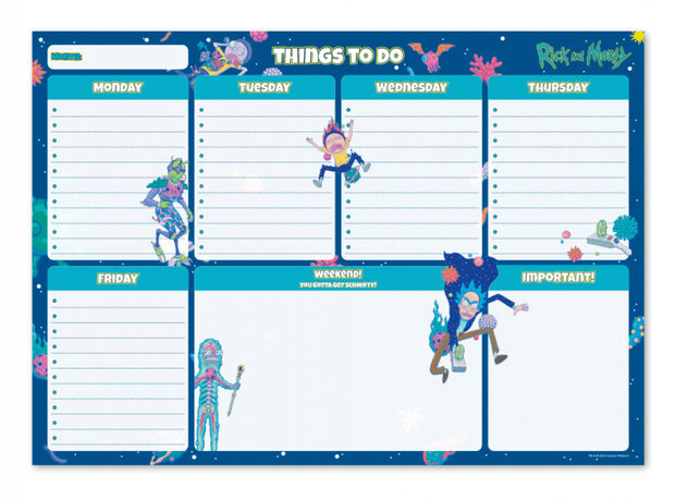 weekplanner Rick &amp; Morty A4 blauw 54 vellen