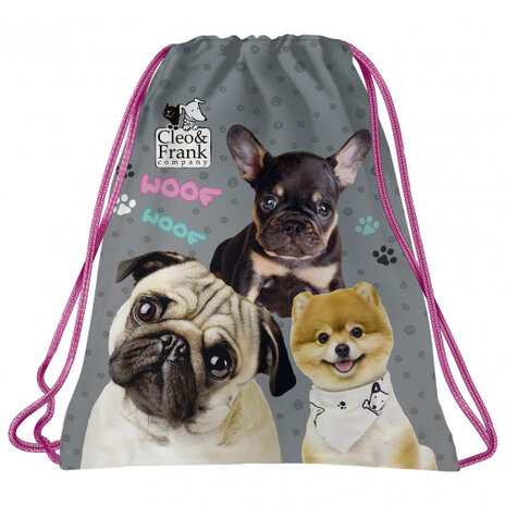 gymtas jongens 41 x 35 cm polyester roze/zwart