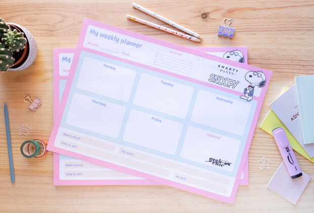scheurkalender Snoopy A3 roze/wit 54 pagina&#039;s