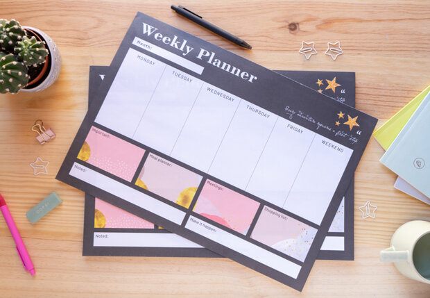 scheurkalender Glitter Gold A3 zwart 54 pagina&#039;s