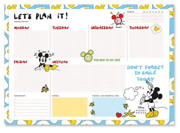 scheurkalender Mickey Mouse A3 blauw/wit 54 pagina&#039;s