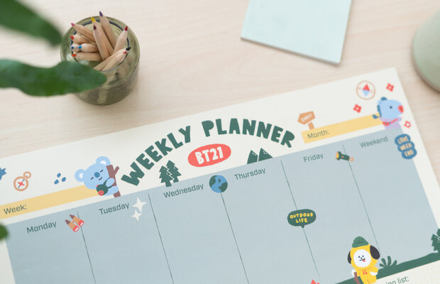 scheurkalender BT21 A3 beige/groen 54 pagina&#039;s