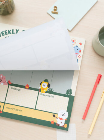 scheurkalender BT21 A3 beige/groen 54 pagina&#039;s