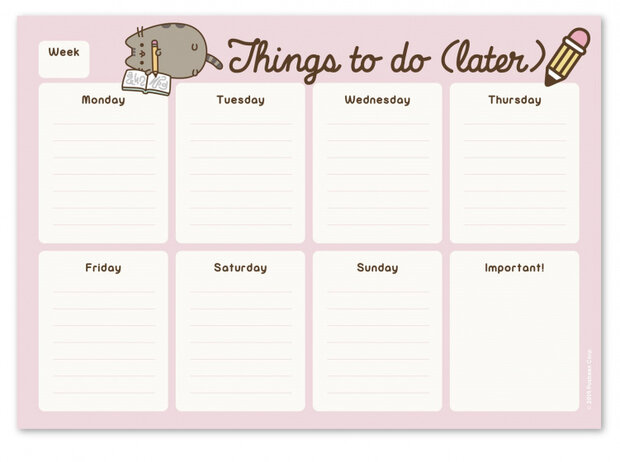 scheurkalender Pusheen A4 roze/wit 54 pagina&#039;s