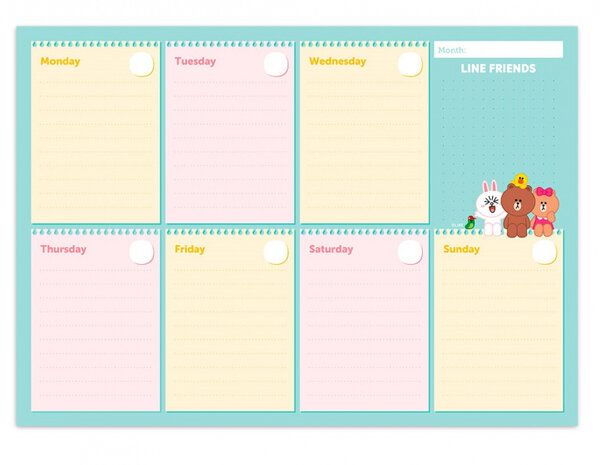 scheurkalender Line Friends A4 blauw 54 pagina&#039;s