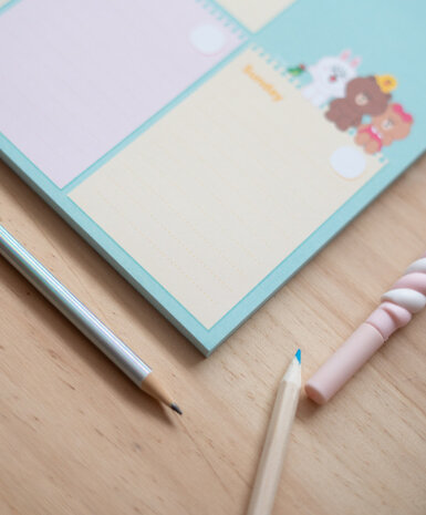scheurkalender Line Friends A4 blauw 54 pagina&#039;s