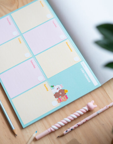 scheurkalender Line Friends A4 blauw 54 pagina&#039;s