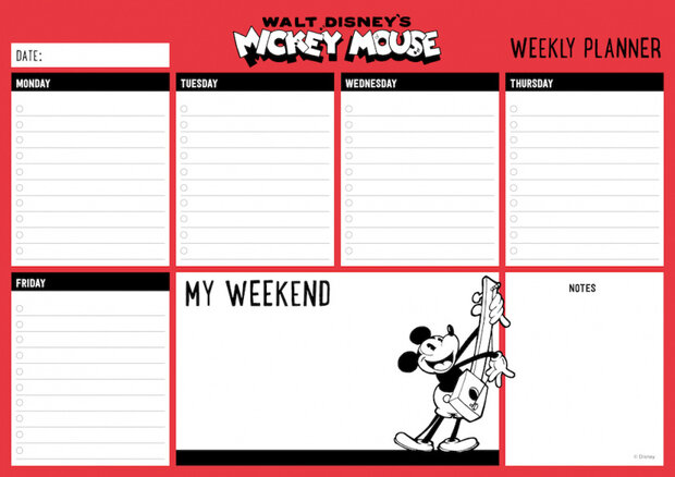 scheurkalender Mickey Mouse A4 rood/wit 54 pagina&#039;s