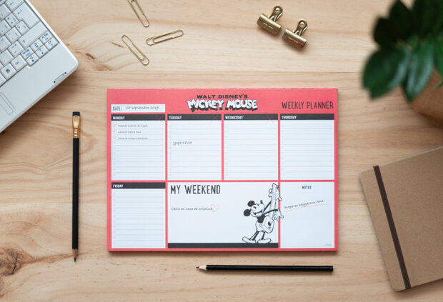 scheurkalender Mickey Mouse A4 rood/wit 54 pagina&#039;s