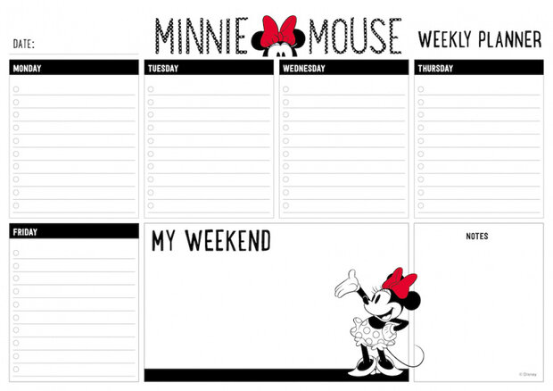 scheurkalender Minnie Mouse A4 zwart/wit 54 pagina&#039;s