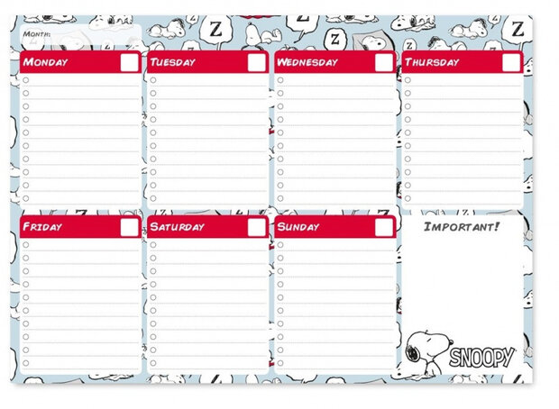 scheurkalender Snoopy A4 lichtblauw 54 pagina&#039;s