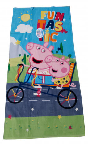 badlaken Peppa Pig Fiets 70 x 140 cm katoen blauw