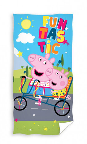 badlaken Peppa Pig Fiets 70 x 140 cm katoen blauw