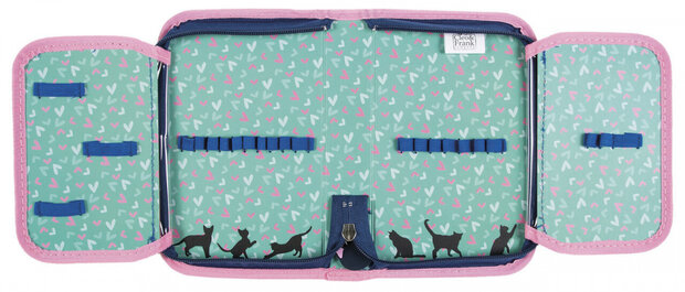 etui meisjes 21 x 12 cm polyester blauw/roze