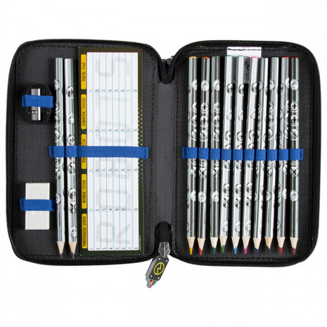 etui Robot 21 x 12 cm polyester blauw 28-delig
