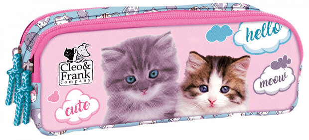 pennenetui meisjes 21 x 78 cm polyester roze/blauw
