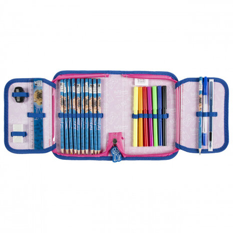 etui meisjes 20 x 13 cm roze/lichtblauw 25-delig