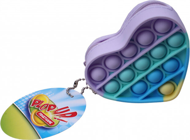 portemonnee fidget hart junior 3,5 x 9 x 8 cm lila/groen