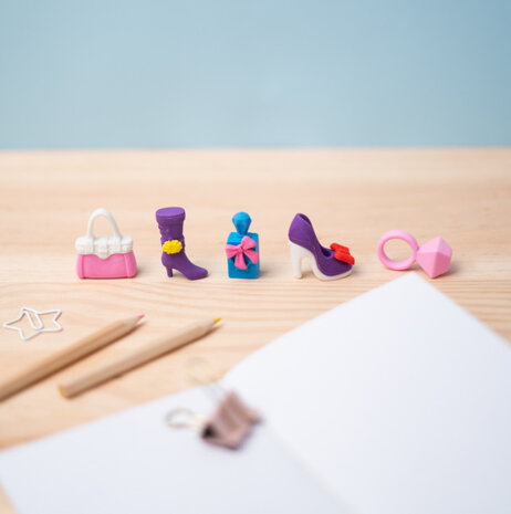 gummen Girls meisjes rubber paars/roze 5 stuks