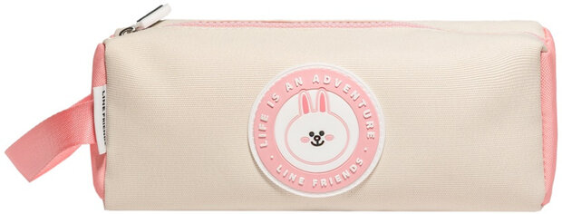 etui Line Friends 21 x 7 cm polyester cr&egrave;me/roze