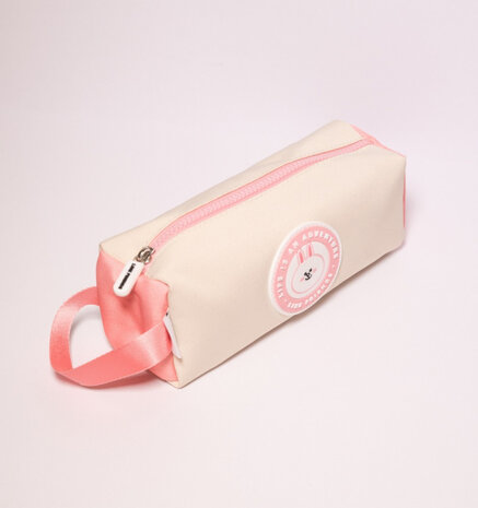 etui Line Friends 21 x 7 cm polyester cr&egrave;me/roze