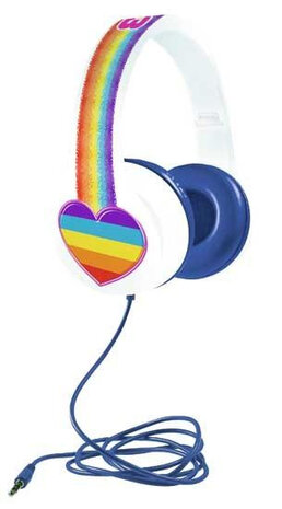koptelefoon K3 Regenboog junior 85 dB wit/blauw
