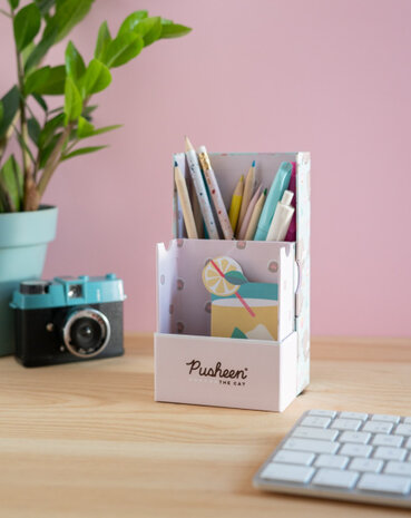 pennenbak Pusheen 22,5 x 9 cm karton roze/groen