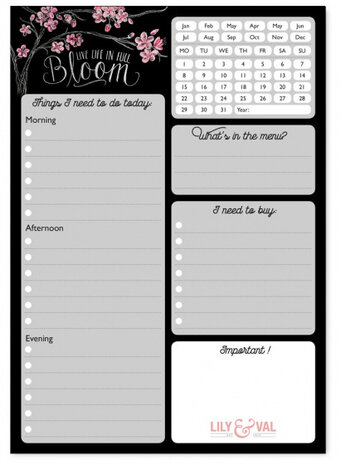familieplanner Lily &amp; Val A5 papier zwart 54 vellen