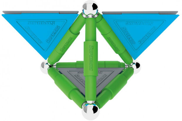 magneetspeelgoed Stix staal groen/blauw 20-delig