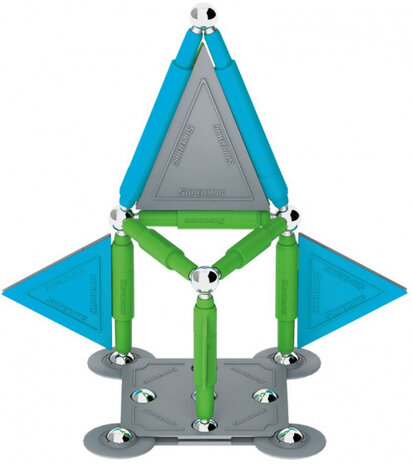 magneetspeelgoed Stix staal groen/blauw 40-delig