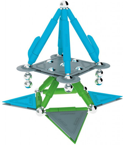 magneetspeelgoed Stix staal groen/blauw 50-delig