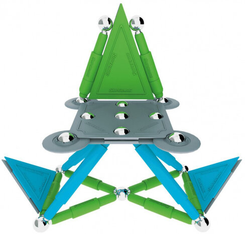 magneetspeelgoed Stix staal groen/blauw 50-delig