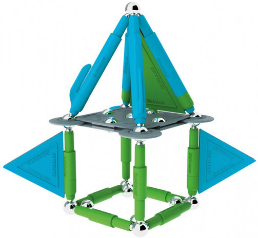 magneetspeelgoed Stix staal groen/blauw 50-delig