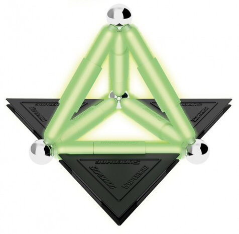 magneetspeelgoed Glowstix staal zwart/groen 20-delig
