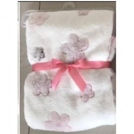 babydeken Rainbow 75 x 100 cm junior fleece/flanel roze
