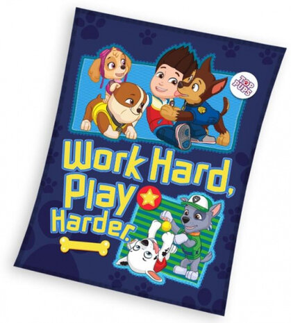 deken Paw Patrol junior 110 x 140 cm fleece blauw