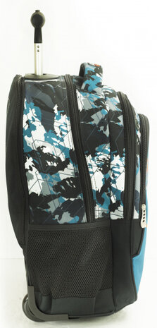 trolleyrugzak junior 24,5 liter polyester blauw/zwart