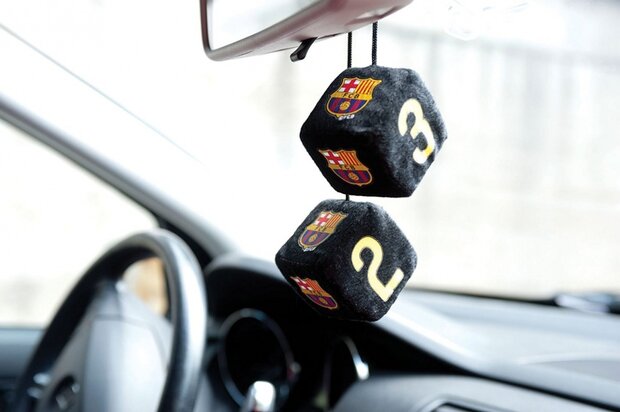 spiegelhanger dobbelstenen FC Barcelona 6 x 6 x 6 cm zwart
