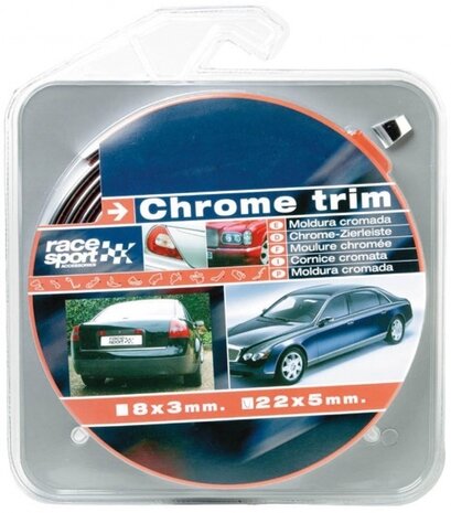 decoratiestrip PVC 5 meter x 22 mm chroom