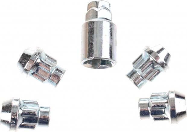 anti-diefstal wielmoeren M12 x 1,50 L28 conisch 4 stuks