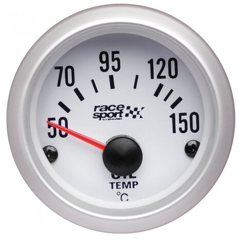 olietemperatuurmeter met sensor 52 mm 12 Volt wit