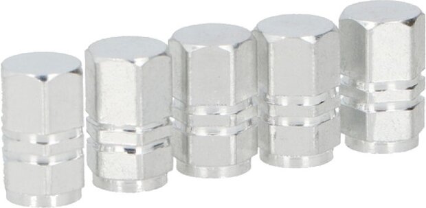 ventieldoppen AV aluminium zilver 5 stuks