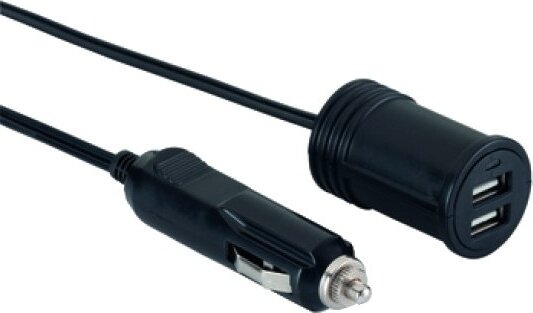 autolader USB dubbel met snoer 12 Volt Volt 3,1A zwart