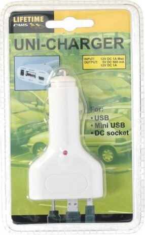 autolader USB 12/24 Volt 1 Amp&egrave;re wit
