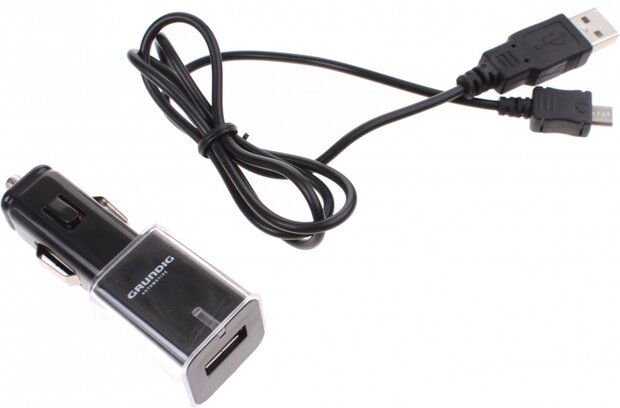 autolader mini-USB 12/24 Volt 1 Amp&egrave;re zwart