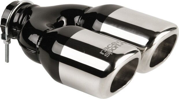 uitlaatsierstuk dubbel 48-60 mm RVS zilver 24,5 cm